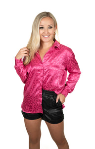Pink Silk Leopard Top