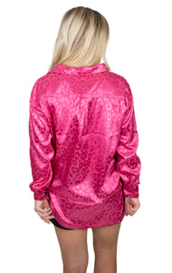 Pink Silk Leopard Top
