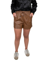 Brown Faux Leather Shorts