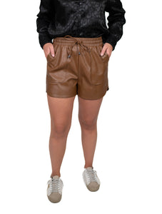 Brown Faux Leather Shorts