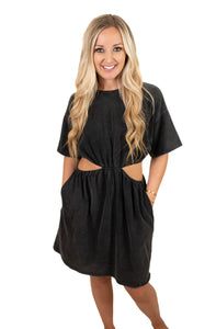 Black Washed T Shirt Dress