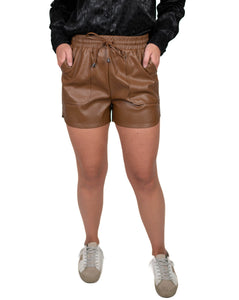 Brown Faux Leather Shorts