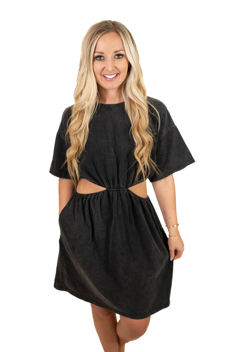 Black Washed T Shirt Dress