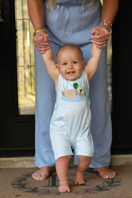 Striped Duck Boys Romper