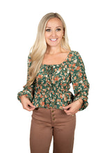 Green Floral Peplum Top