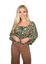 Green Floral Peplum Top