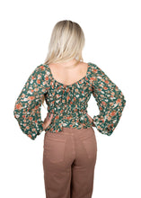 Green Floral Peplum Top