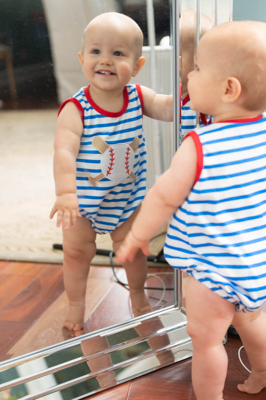 Striped Baseball Applique Bubble