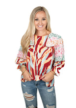 Wine Mixed Print Top