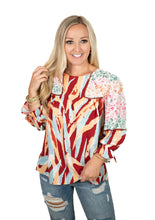 Wine Mixed Print Top