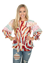 Wine Mixed Print Top