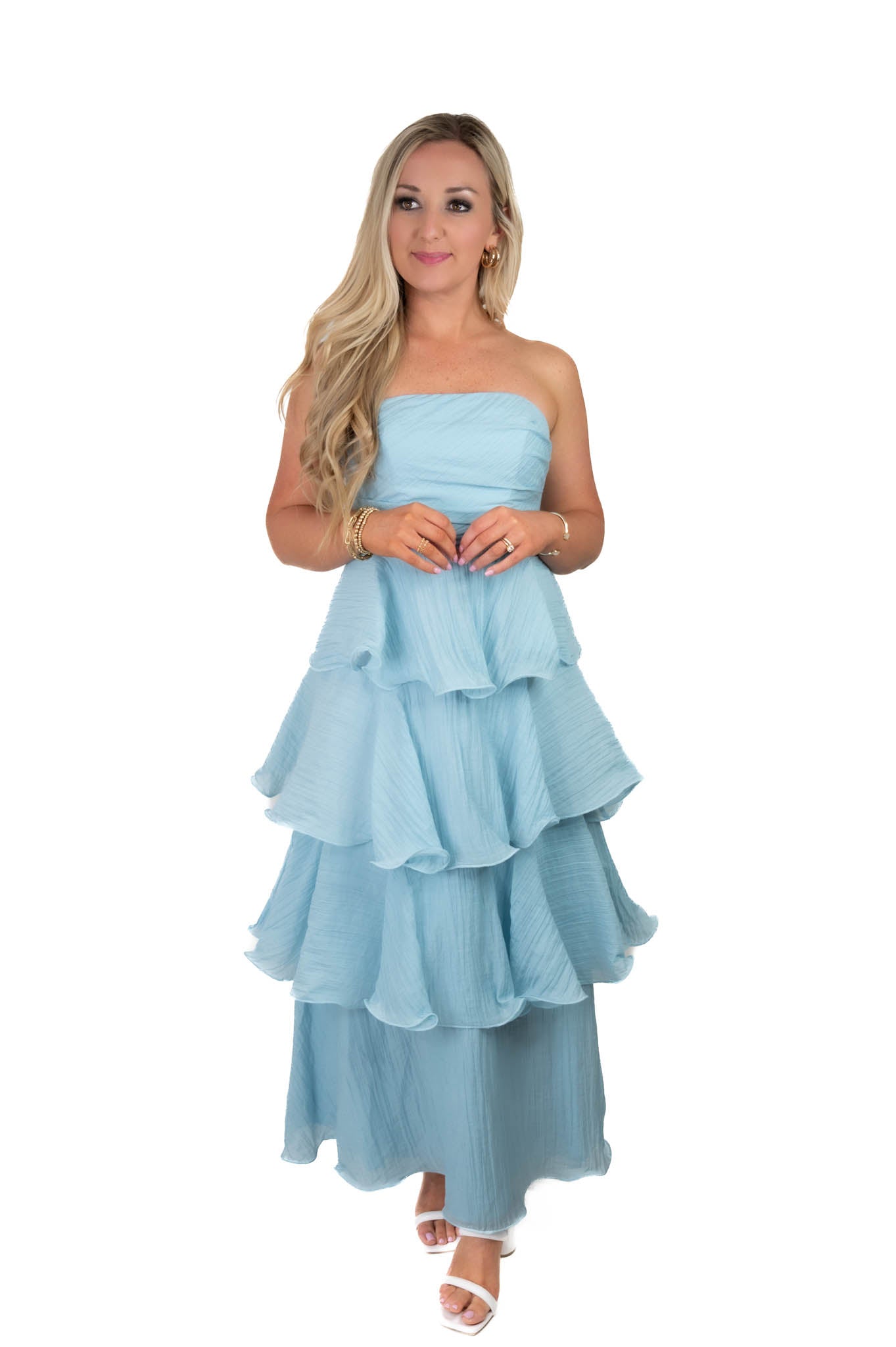 Singing The Blues Ruffled Maxi Dress