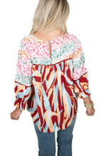 Wine Mixed Print Top