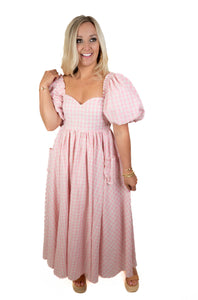 Ready For You Pink Checkered Maxi Dress