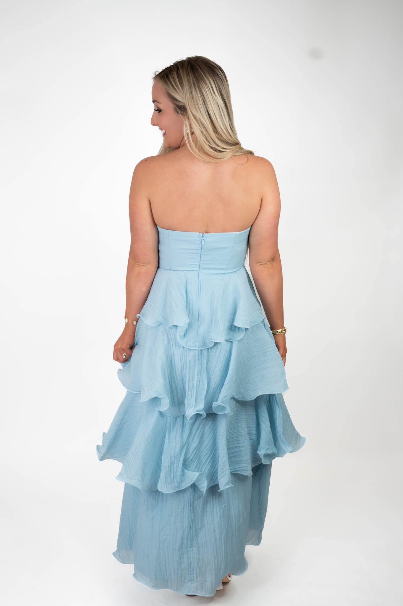 Singing The Blues Ruffled Maxi Dress