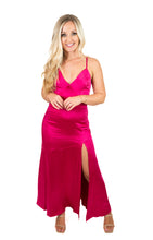 Fuchsia Satin Maxi Dress