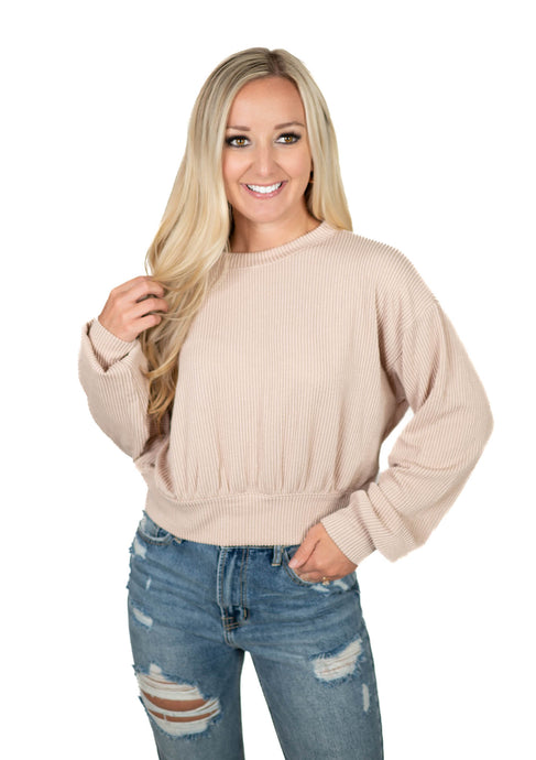 Ribbed Long Sleeve Sweatshirt
