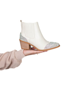 Cream Rhinestone Booties