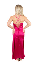 Fuchsia Satin Maxi Dress