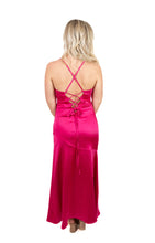 Fuchsia Satin Maxi Dress