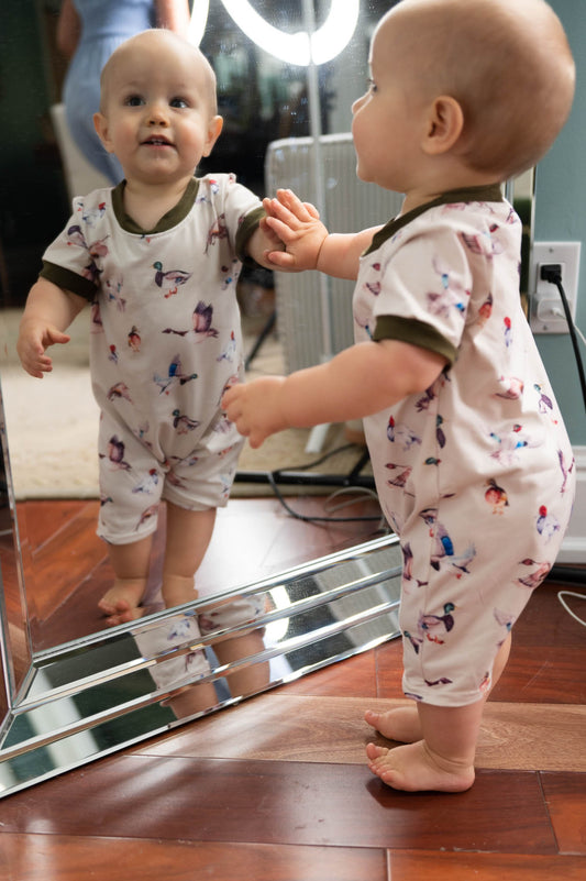 Boys Duck Print Romper