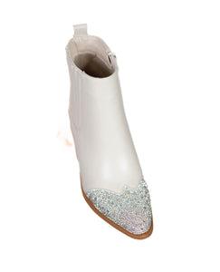 Cream Rhinestone Booties