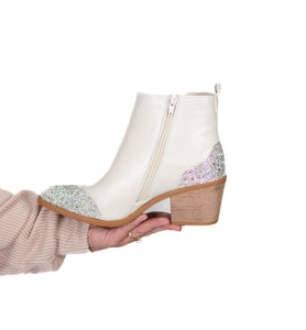 Cream Rhinestone Booties