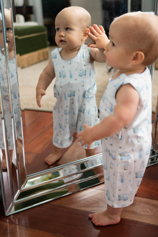 Golf Printed Romper W/Buttons