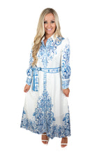 True Beauty Blue/White Paisley Midi Dress