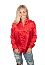 Red Silk Leopard Top