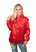 Red Silk Leopard Top