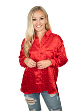 Red Silk Leopard Top