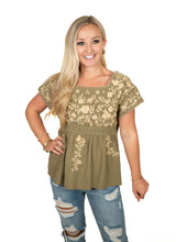 Olive Embroiderd Top