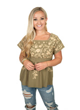 Olive Embroiderd Top