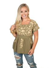 Olive Embroiderd Top