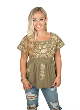 Olive Embroiderd Top