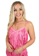 Pink Fringe/Suede Crop Top