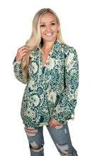 Peacock Printed Babydoll Top