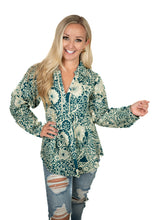 Peacock Printed Babydoll Top