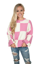 Light Pink Oversized Checker Sweater