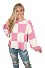 Light Pink Oversized Checker Sweater