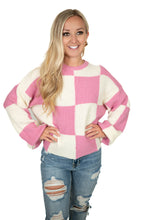Light Pink Oversized Checker Sweater