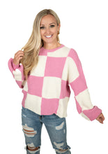 Light Pink Oversized Checker Sweater