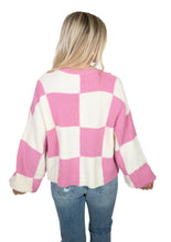 Light Pink Oversized Checker Sweater