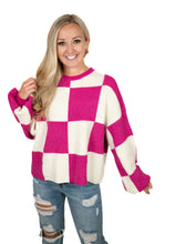 Hot Pink Oversized Checker Sweater