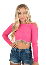 Pink Rhinestone Crop Top
