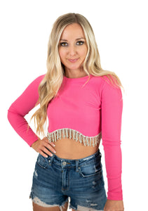 Pink Rhinestone Crop Top