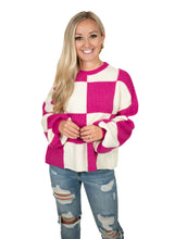 Hot Pink Oversized Checker Sweater