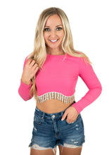 Pink Rhinestone Crop Top