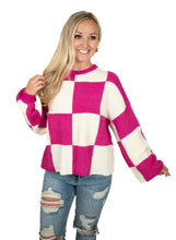 Hot Pink Oversized Checker Sweater